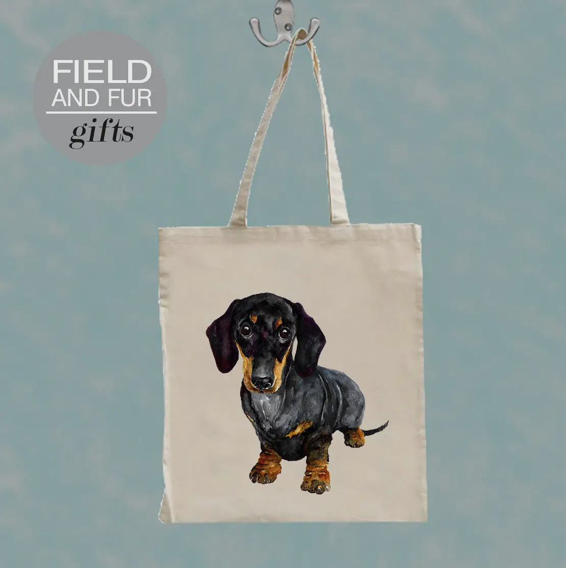 Black and tan Dachshund tote bag.