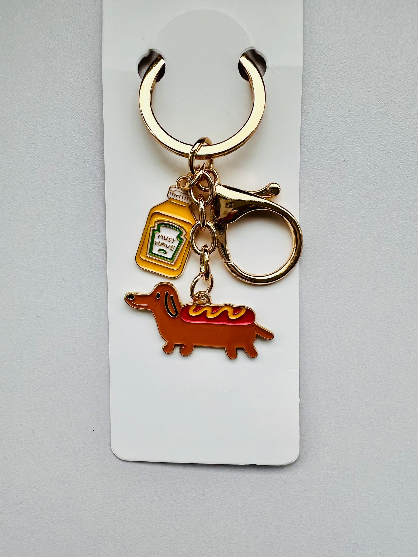 Hot dog and mustard keyring