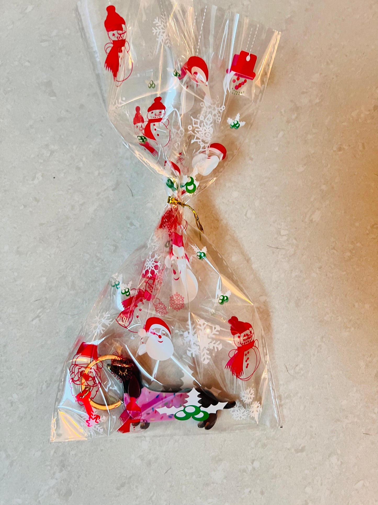 Christmas wrapped Dachshund balloon keyring