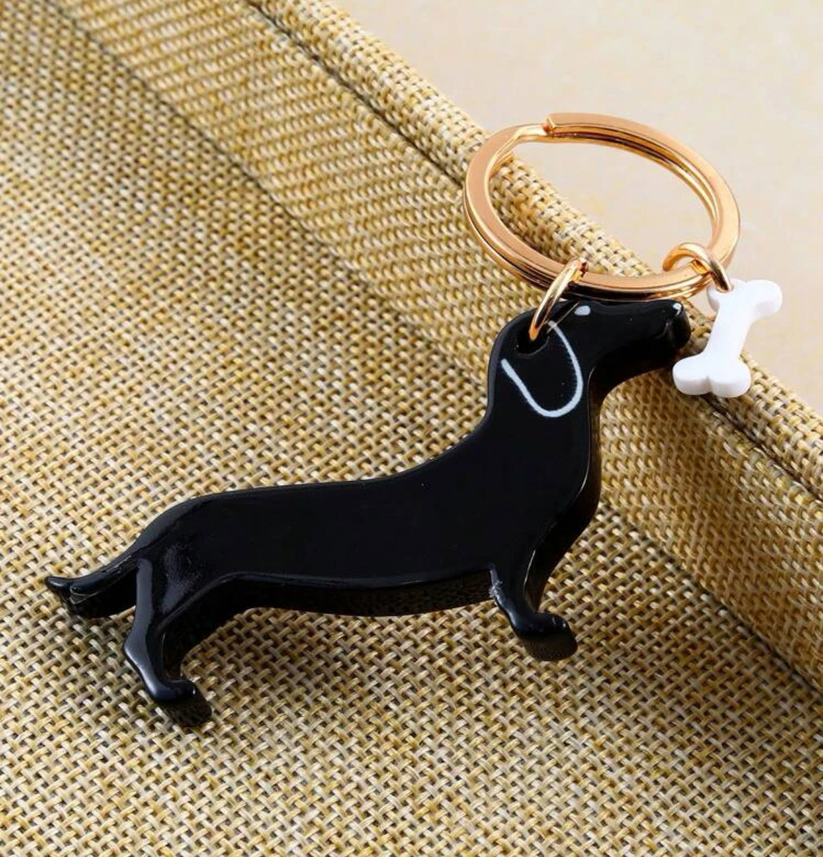 **ON SALE**  Christmas wrapped Black Dachshund keyring