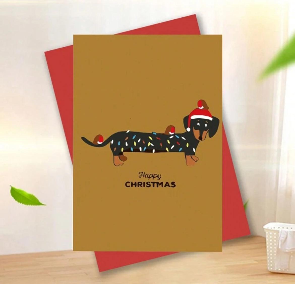 **ON SALE** Dachshund in lights Christmas card