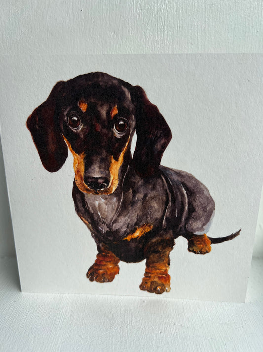 Black and Tan miniature Dachshund card
