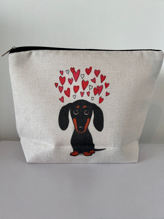 Cute dachshund make up bag/pencil case
